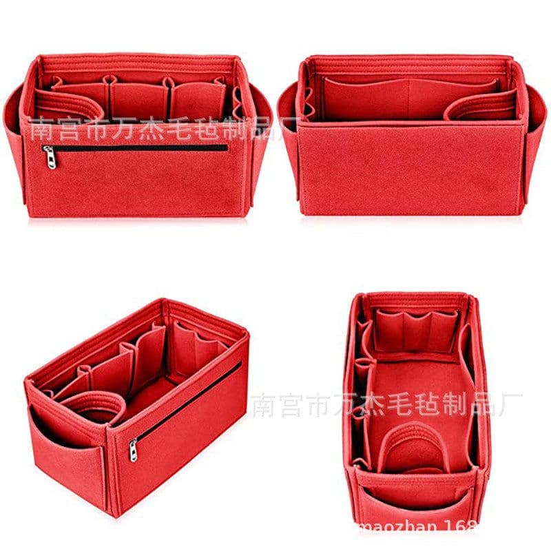 image-Felt Cosmetic Bag - Red 26x15x15cm Travel Storage