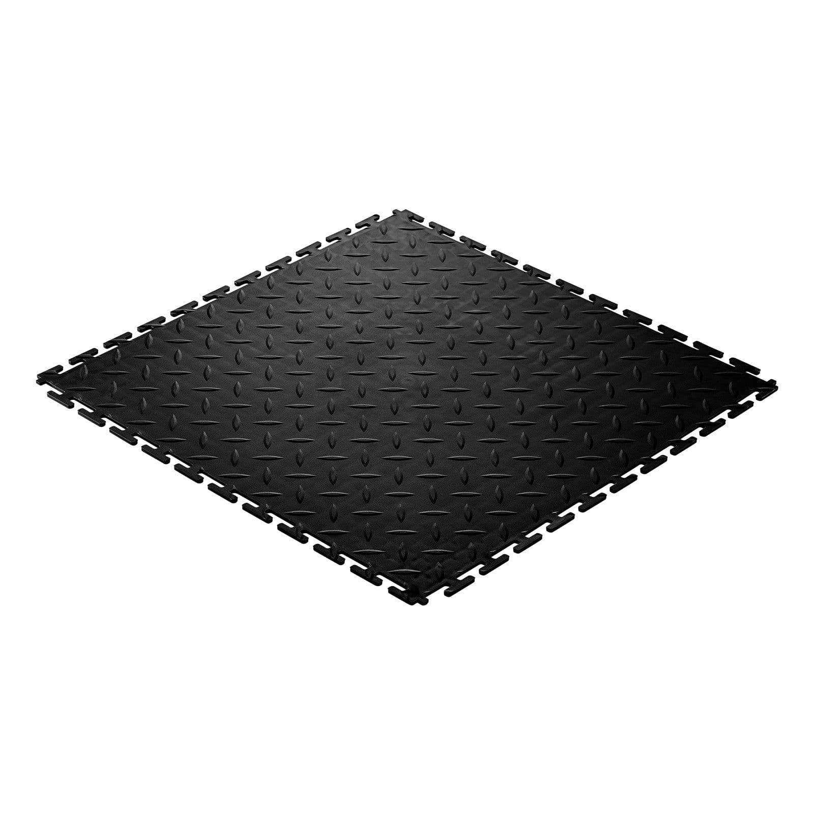 image-VEVOR Interlocking Garage Floor Tiles - 16 Pack Black PVC 20"x20"
