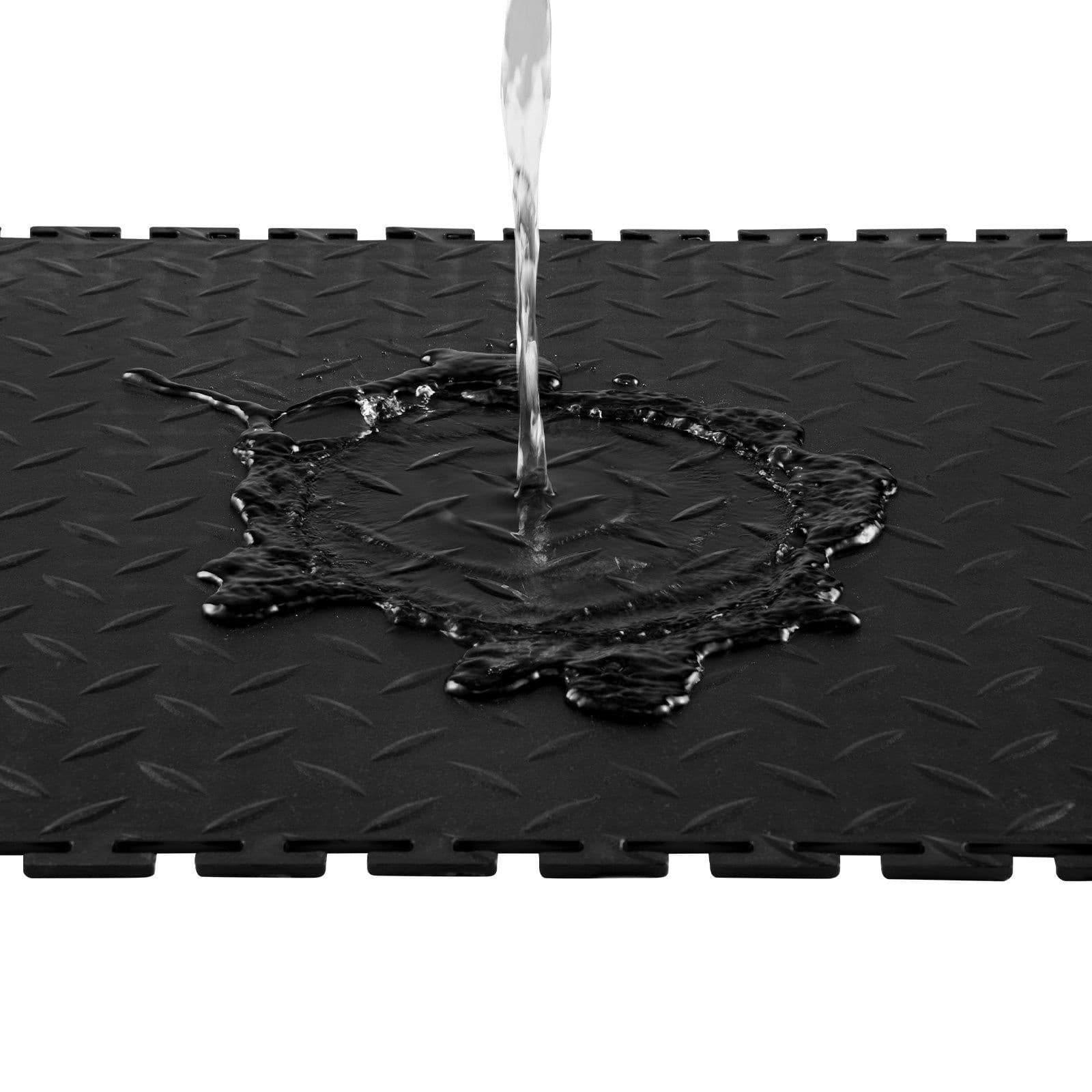 image-VEVOR Interlocking Garage Floor Tiles - 16 Pack Black PVC 20"x20"