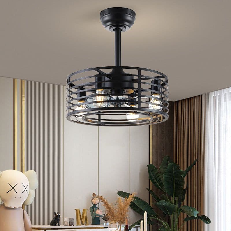 image-Retro Ceiling Fan Lights Industrial Style Iron Dining Roomliving Room Chandelier
