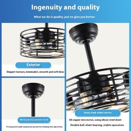 image-Retro Ceiling Fan Lights Industrial Style Iron Dining Roomliving Room Chandelier
