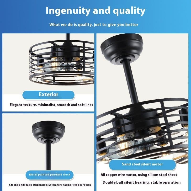 image-Retro Ceiling Fan Lights Industrial Style Iron Dining Roomliving Room Chandelier