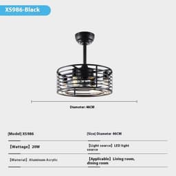 image-Retro Ceiling Fan Lights Industrial Style Iron Dining Roomliving Room Chandelier