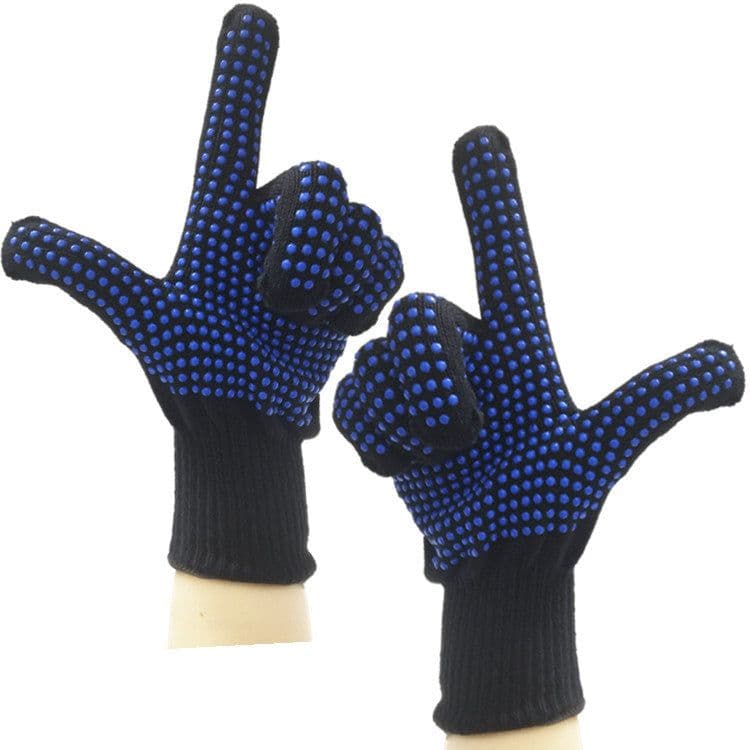 image-Spot hair salon anti-scalding PVC dot bead beauty gloves curling stick hairdressing high temperature 250 degrees heat insulation non-slip gloves