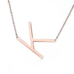 image-Fabulous Rose Gold Plated Stainless Steel Initial Letter Pendant Necklace