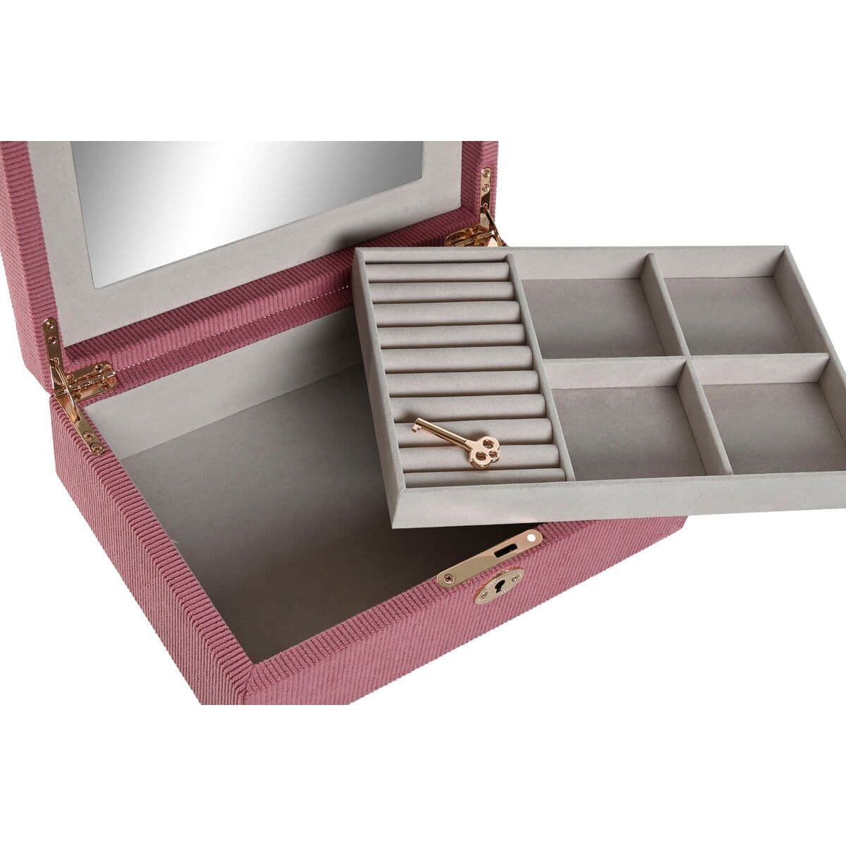 image-Jewelry box Home ESPRIT Cream Magenta 27 x 19 x 9 cm