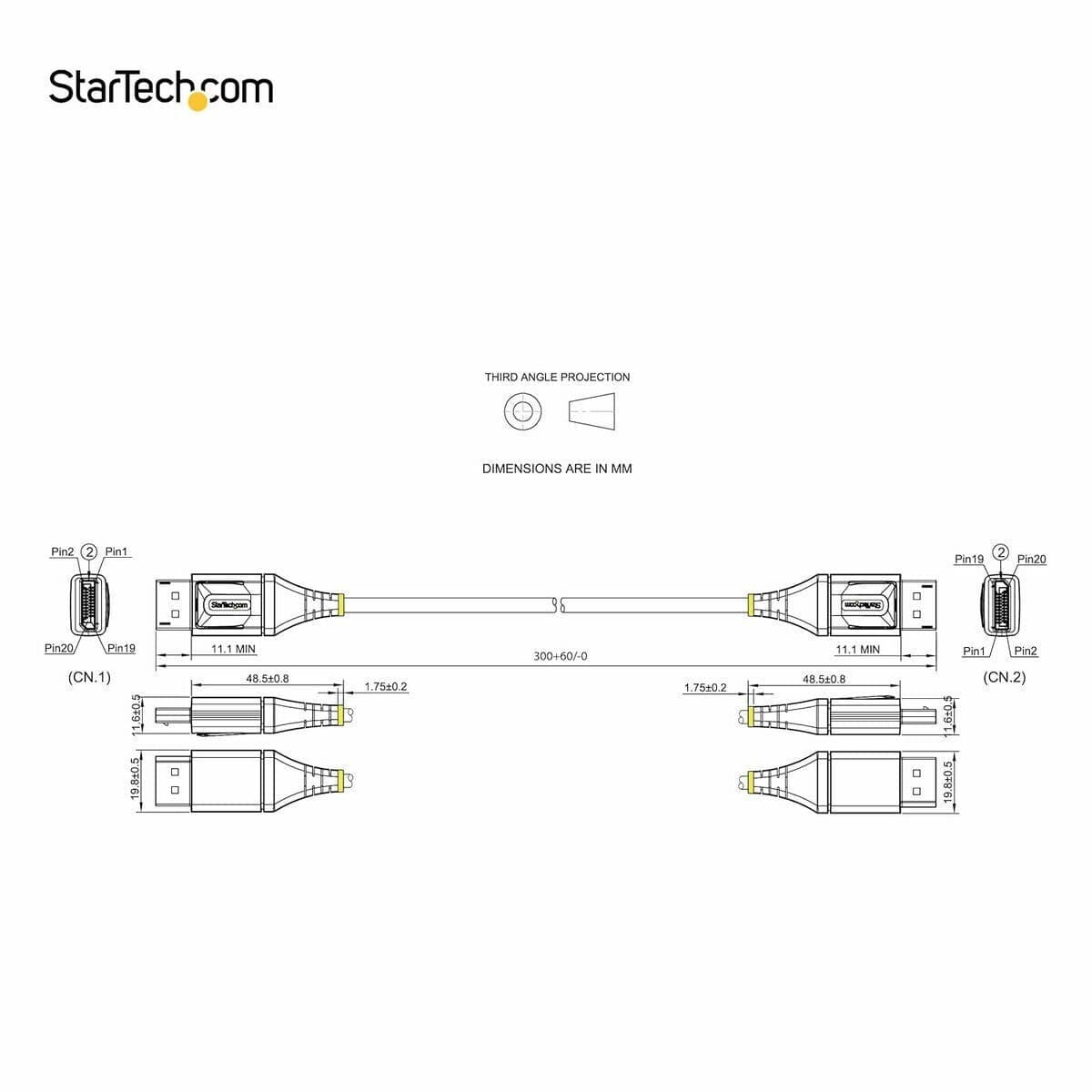 image-USB Cable Startech DP14VMM1F Black 30 cm