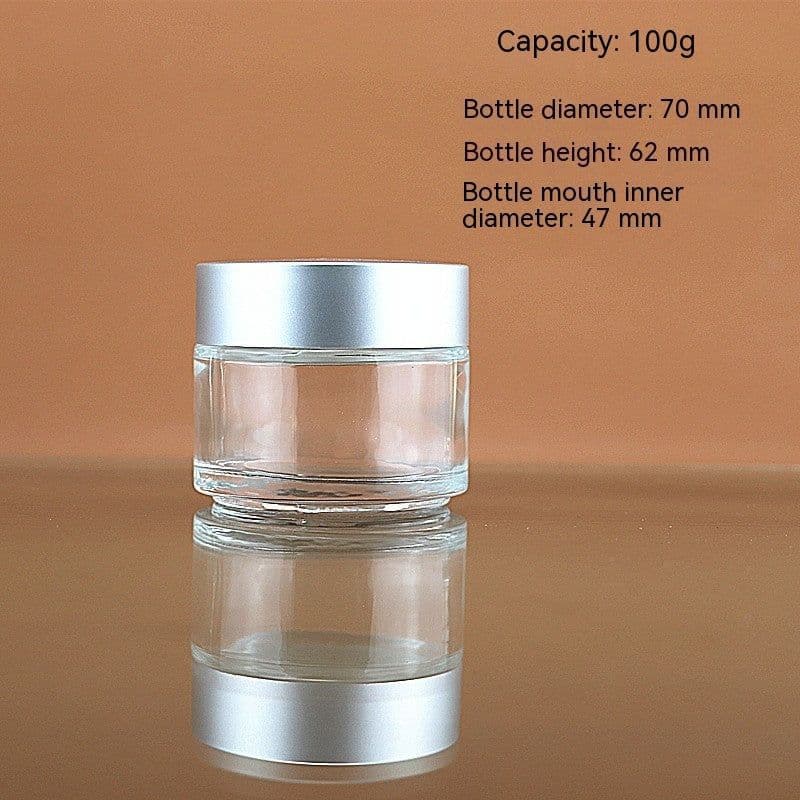 image-Transparent Face Cream Bottle Glass Cosmetics