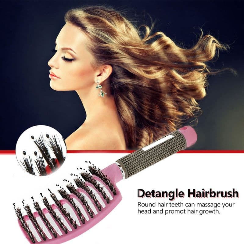 image-Hairbrush Anti Klit Brushy Haarborstel Women Detangler Hair Brush Bristle Nylon Scalp Massage Teaser Hair Brush Comb