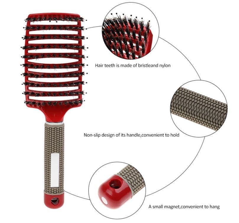 image-Hairbrush Anti Klit Brushy Haarborstel Women Detangler Hair Brush Bristle Nylon Scalp Massage Teaser Hair Brush Comb