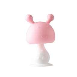 image-Baby Rattle Small Mushroom Teether Baby Soothing Molar Stick Liquid Silicone Teether Rattle Toy Can Be Boiled