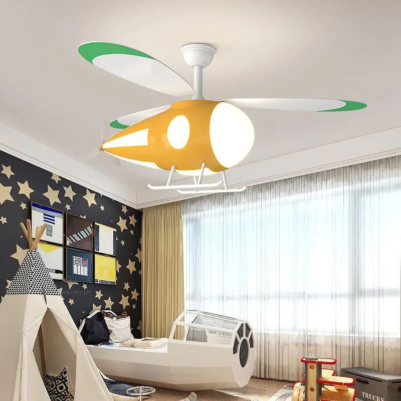 image-Modern Boy And Girl Room Creative Ceiling Fan Lamp