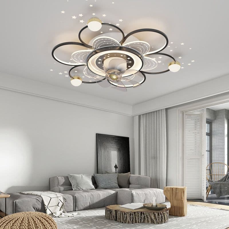 image-Simple, Modern And Creative Nordic Household Intelligent Ceiling Fan Lamp