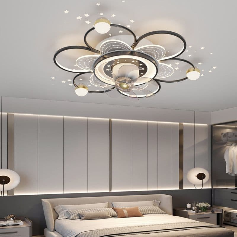 image-Simple, Modern And Creative Nordic Household Intelligent Ceiling Fan Lamp