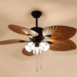 image-Living Room Southeast Asia Frequency Conversion Mute Fan-style Ceiling Lamp Home Integrated Retro Ceiling Fan Lights