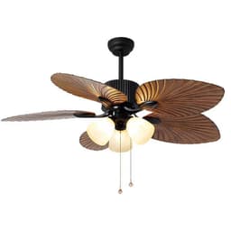 image-Living Room Southeast Asia Frequency Conversion Mute Fan-style Ceiling Lamp Home Integrated Retro Ceiling Fan Lights