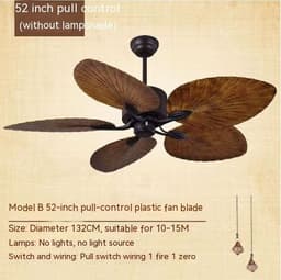 image-Living Room Southeast Asia Frequency Conversion Mute Fan-style Ceiling Lamp Home Integrated Retro Ceiling Fan Lights