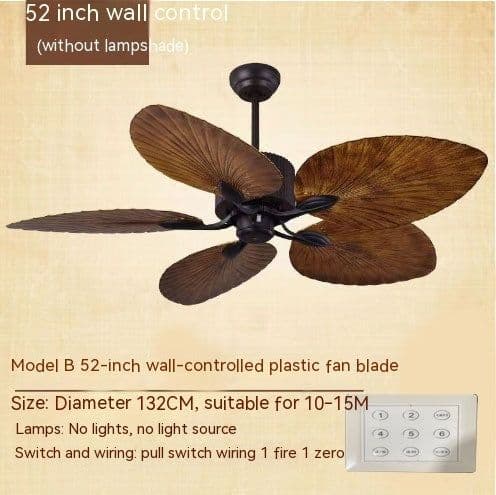 image-Living Room Southeast Asia Frequency Conversion Mute Fan-style Ceiling Lamp Home Integrated Retro Ceiling Fan Lights