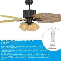 image-Living Room Southeast Asia Frequency Conversion Mute Fan-style Ceiling Lamp Home Integrated Retro Ceiling Fan Lights