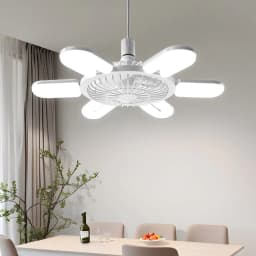 image-E27 Screw Fan Lamp Smart Remote Control Living Room Bedroom Fan-style Ceiling Lamp