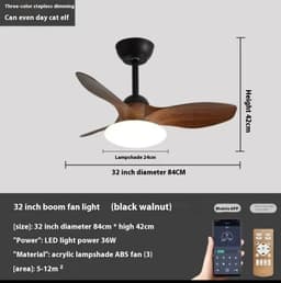 image-Bedroom Mini Ultra-thin Ceiling Full Spectrum Xiaoai Smart Ceiling Fan Lights