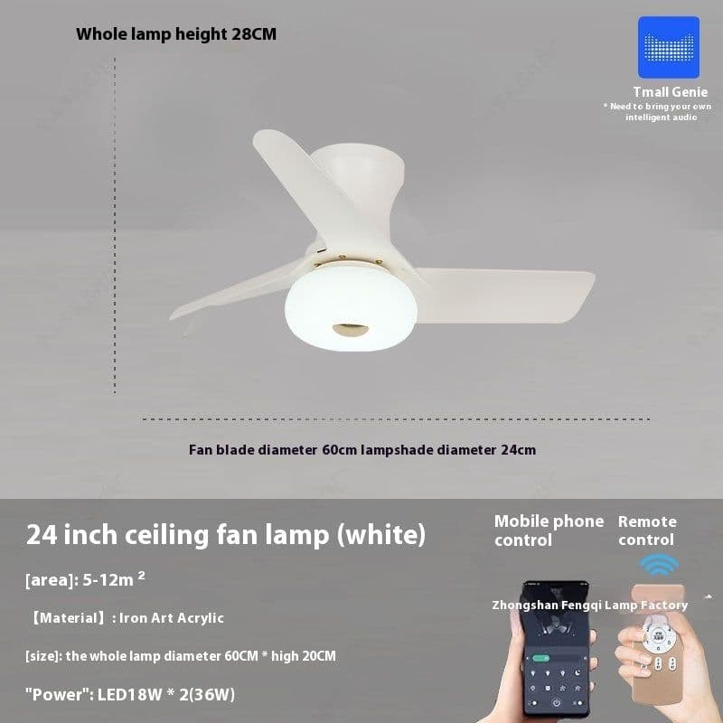 image-Bedroom Mini Ultra-thin Ceiling Full Spectrum Xiaoai Smart Ceiling Fan Lights