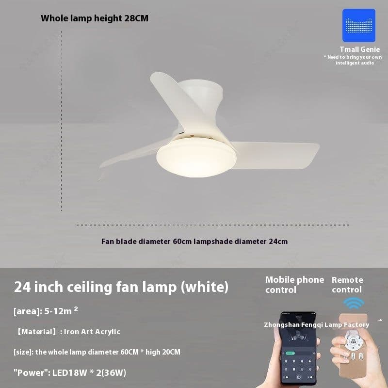 image-Bedroom Mini Ultra-thin Ceiling Full Spectrum Xiaoai Smart Ceiling Fan Lights