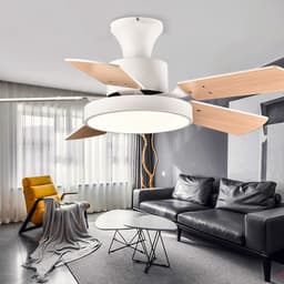 image-Modern Minimalist Household Ceiling Fan Wooden Leaf Electric Fan Chandelier