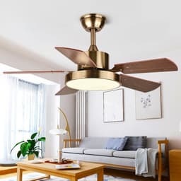 image-Modern Minimalist Household Ceiling Fan Wooden Leaf Electric Fan Chandelier