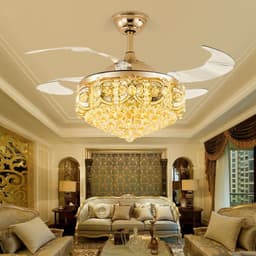 image-Crystal LED Ceiling Fan Light For Restaurant