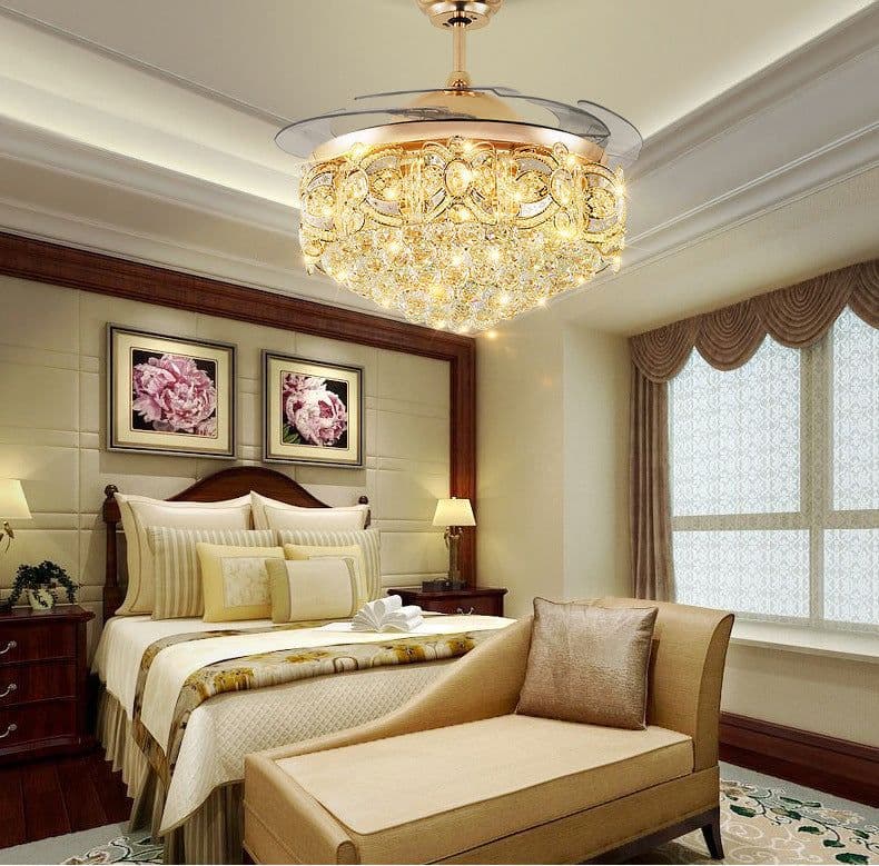 image-Crystal LED Ceiling Fan Light For Restaurant