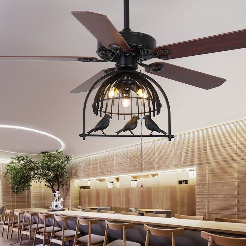 image-Retro Industrial Fan Lamp Ceiling Fan Lamp