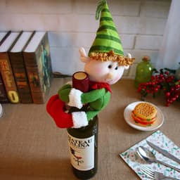 image-Christmas Decorations, Santa Claus, Red Wine, Red Wine, Champagne, Wine Bottle and Bar Dining Room Decoration