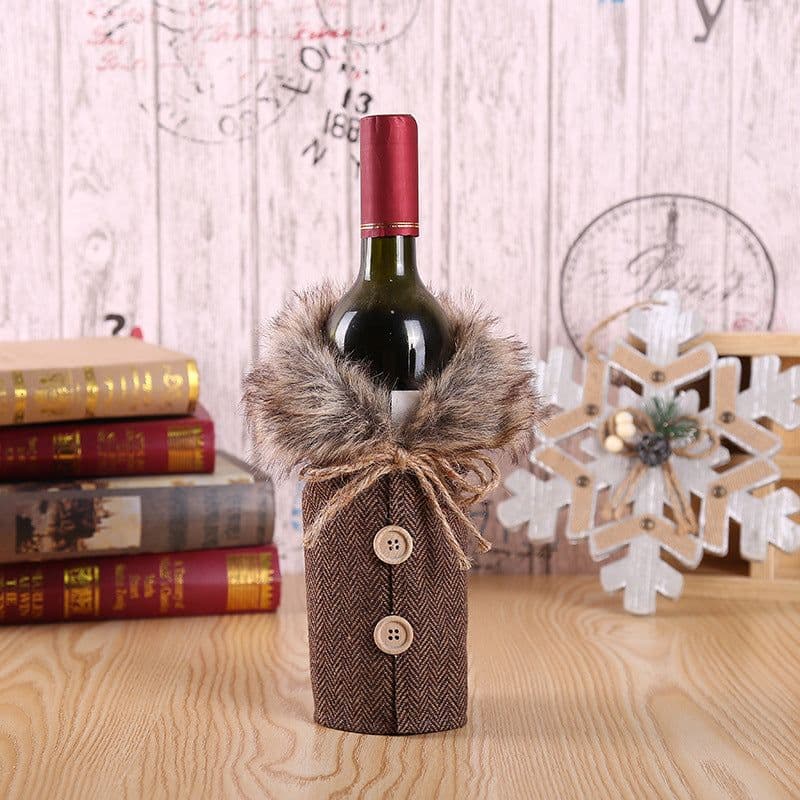 image-Christmas Decorations, Santa Claus, Red Wine, Red Wine, Champagne, Wine Bottle and Bar Dining Room Decoration