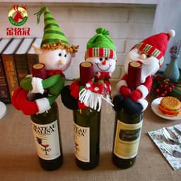 image-Christmas Decorations, Santa Claus, Red Wine, Red Wine, Champagne, Wine Bottle and Bar Dining Room Decoration