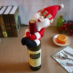 image-Christmas Decorations, Santa Claus, Red Wine, Red Wine, Champagne, Wine Bottle and Bar Dining Room Decoration