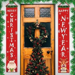 image-Christmas decorations Christmas couplets curtains Christmas banners pull flags Christmas curtains hanging flags window pendants
