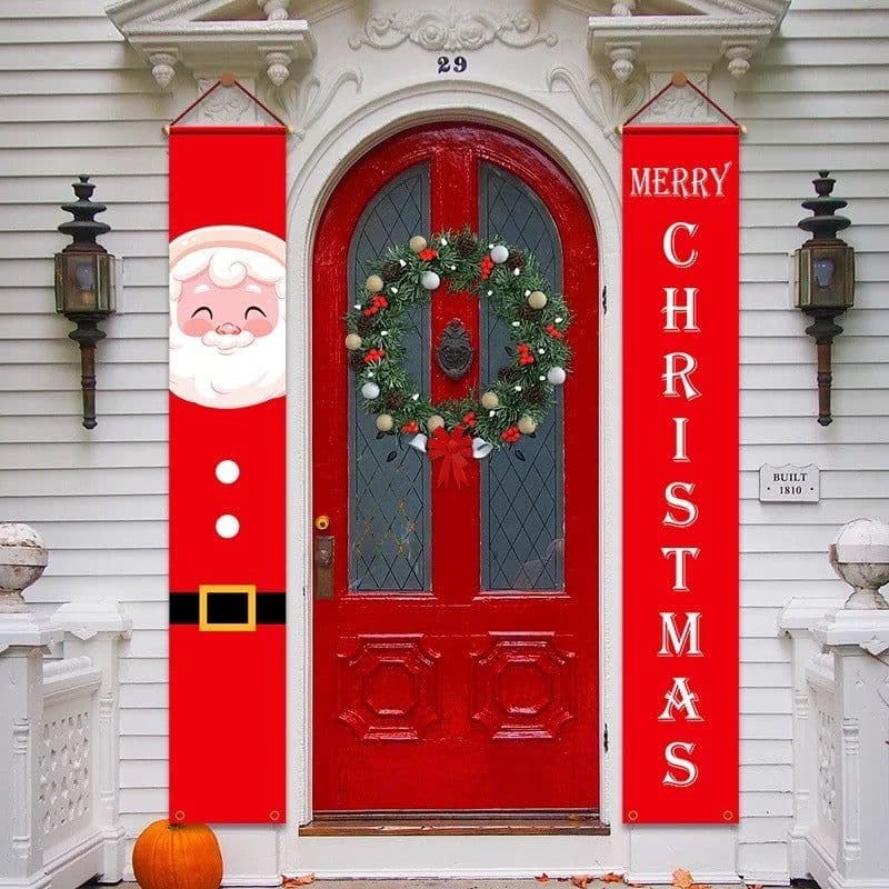 image-Christmas decorations Christmas couplets curtains Christmas banners pull flags Christmas curtains hanging flags window pendants
