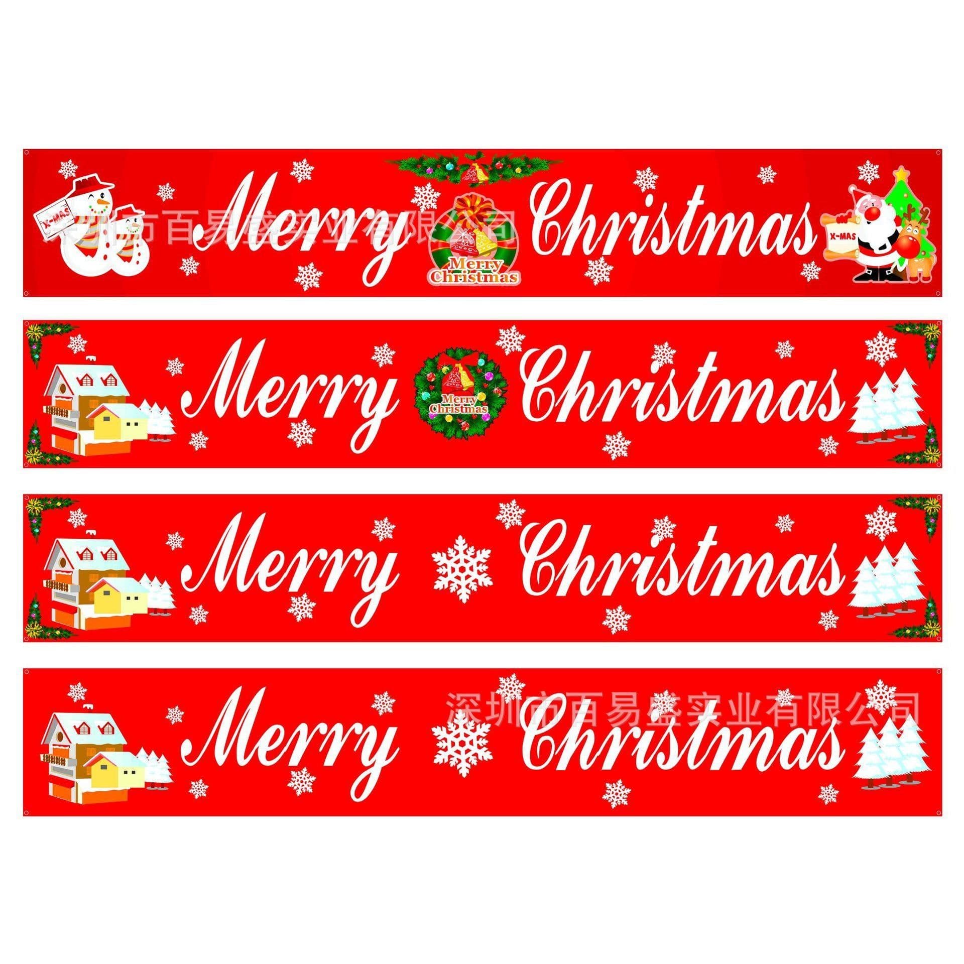 image-Christmas decorations Christmas couplets curtains Christmas banners pull flags Christmas curtains hanging flags window pendants