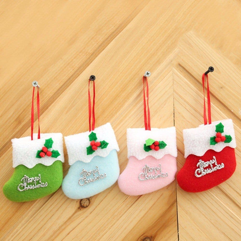 image-4pcsset Christmas Sock Hangings Ornament Pendant Christmas Tree Baubles Santa Cristmas Xmas Tree Decoration Christmas Stocking
