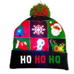 image-Christmas Decoration Knitted LED Light Cap Christmas Tree Snowman Adult Child Hat