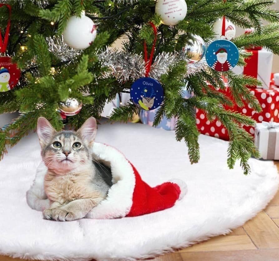 image-Pure white plush Christmas tree skirt Christmas plush tree skirt 78cm 90cm 122cm Christmas tree decoration tree