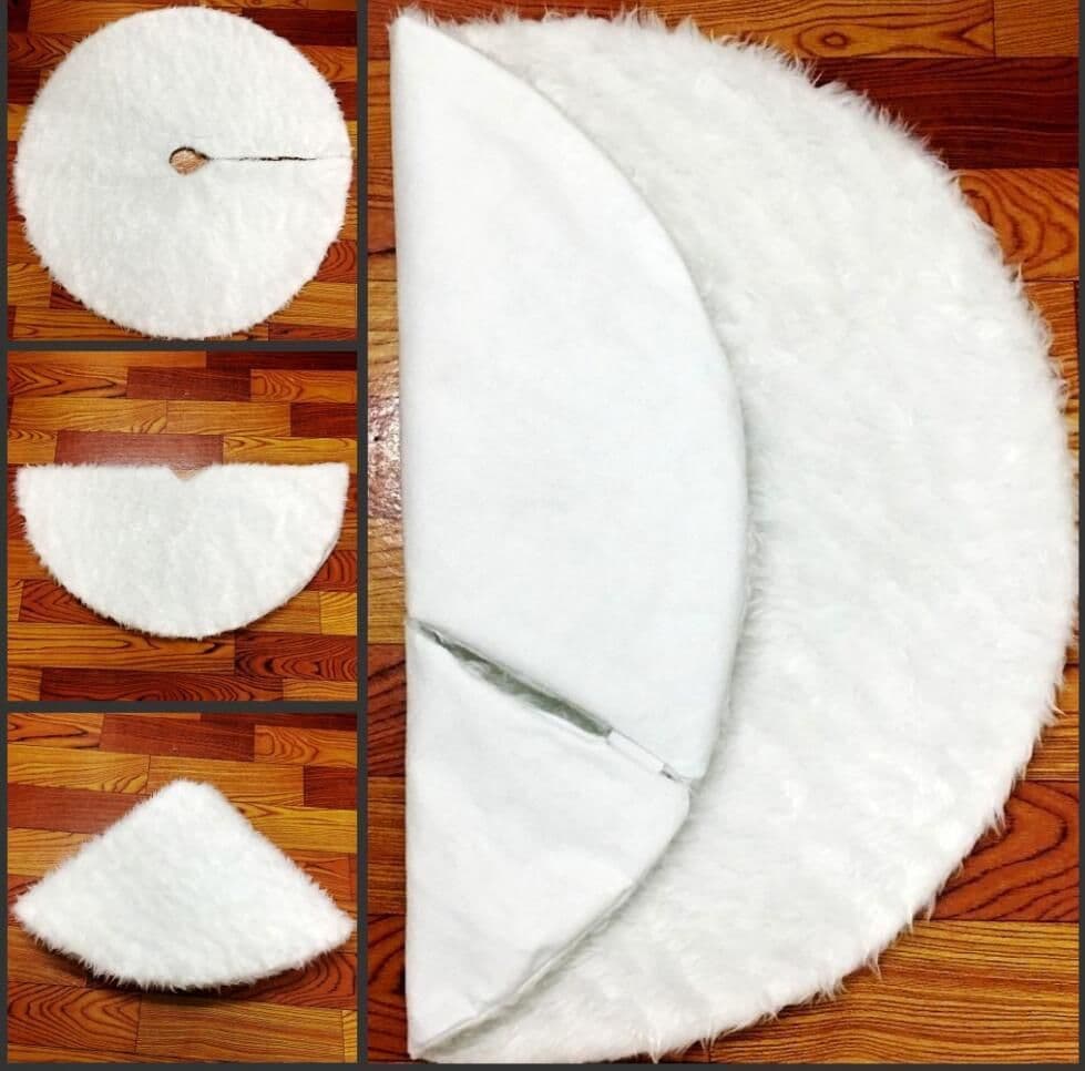 image-Pure white plush Christmas tree skirt Christmas plush tree skirt 78cm 90cm 122cm Christmas tree decoration tree