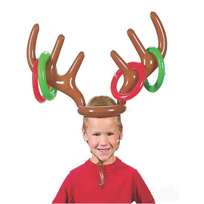 image-Christmas Game Inflatable Reindeer Antler Hat Ring Toss Christmas Gift