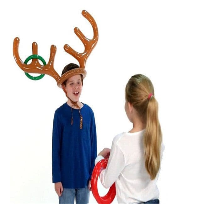 image-Christmas Game Inflatable Reindeer Antler Hat Ring Toss Christmas Gift