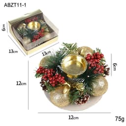 image-Christmas Candle Metals Candlestick Wreath Artificial Pinball Pinecone Candle Holder Fake Leaves Xmas New Year Home Table Decor