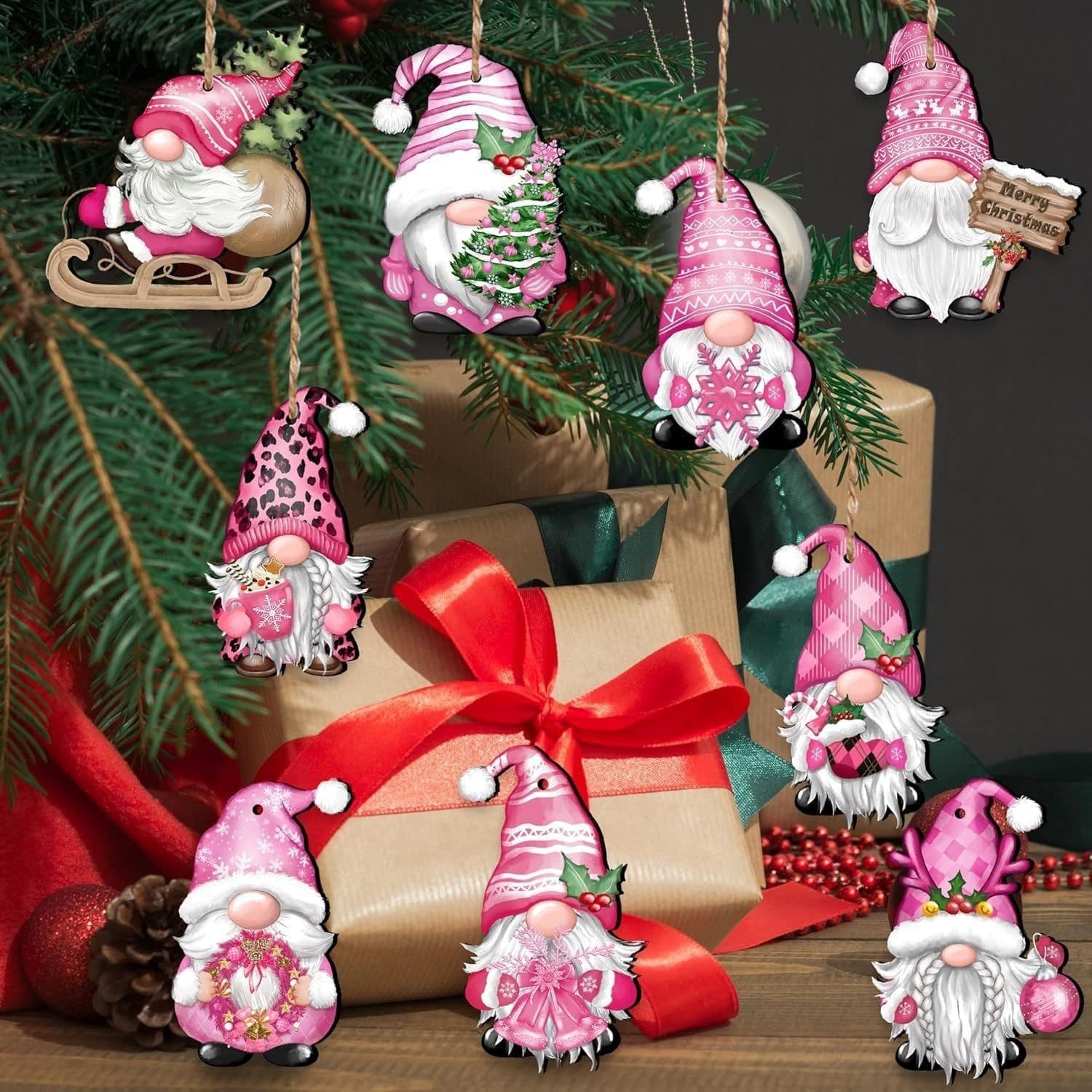 image-24 PCs Christmas Wooden Hanging Ornaments