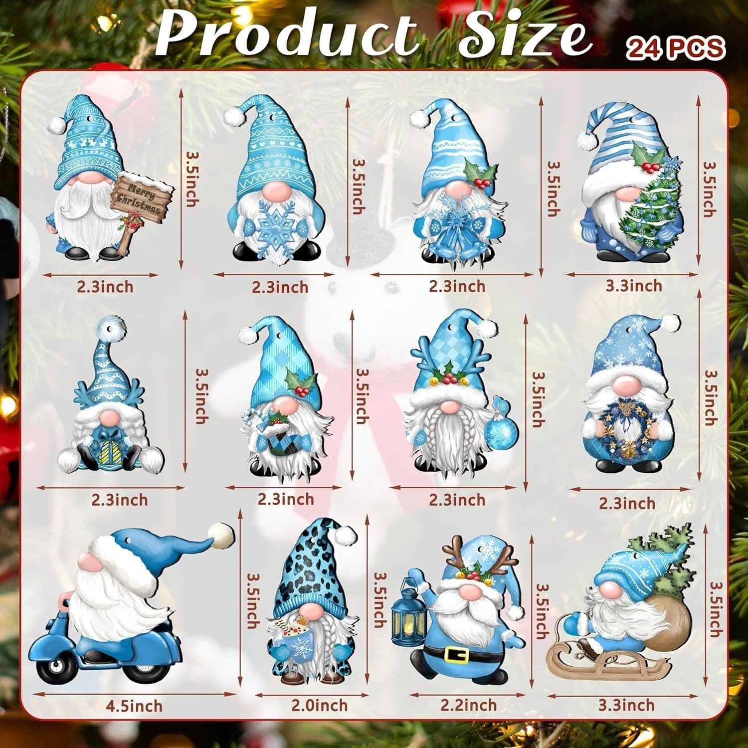 image-24 PCs Christmas Wooden Hanging Ornaments