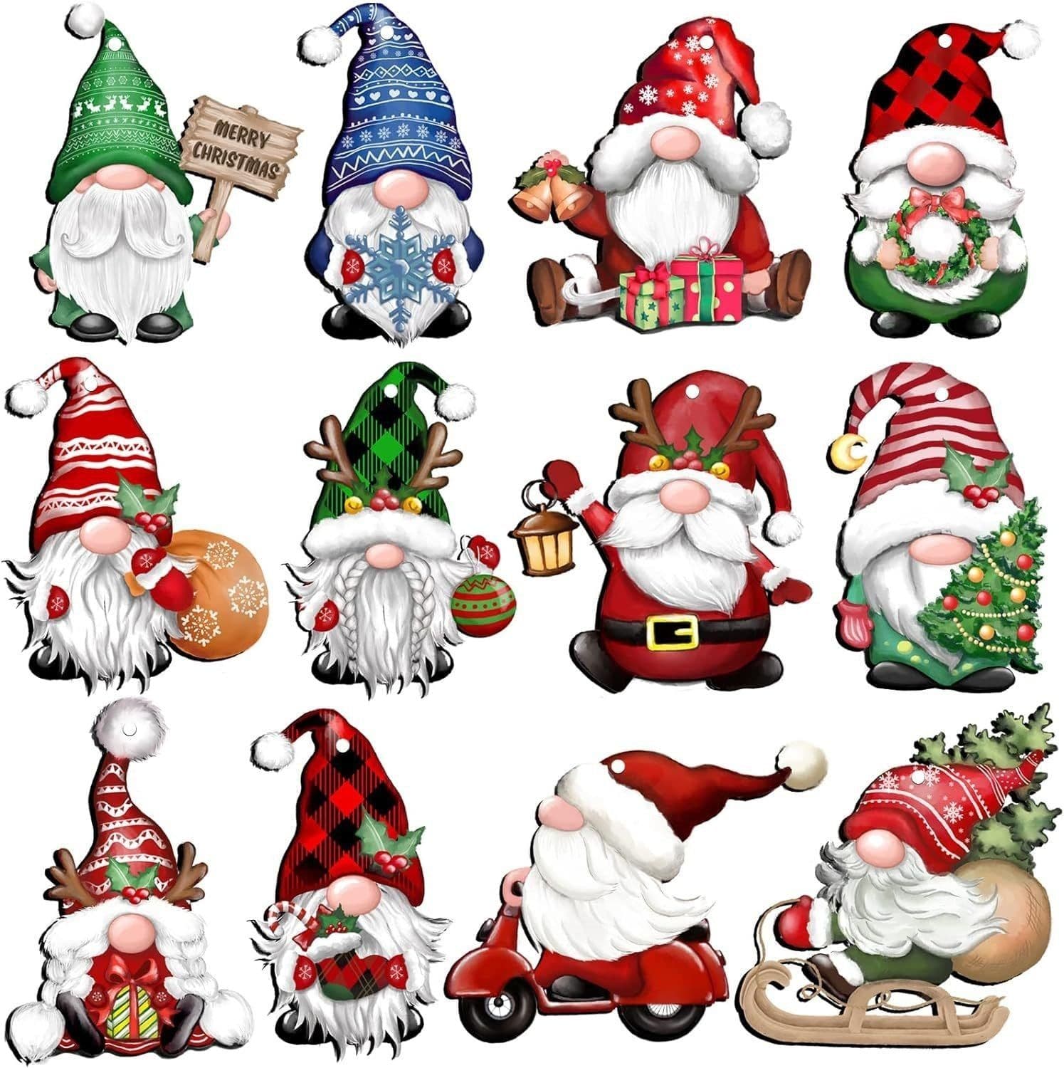 image-24 PCs Christmas Wooden Hanging Ornaments