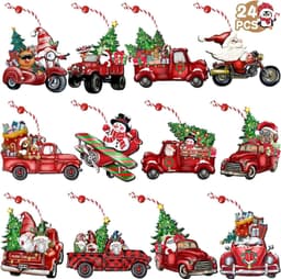 image-24 PCs Christmas Wooden Hanging Ornaments